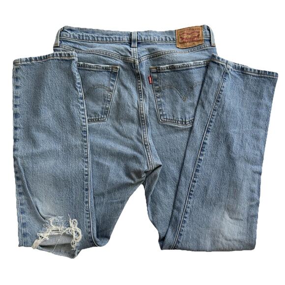 Levis 501 Premium Jeans Womens 31x30 Blue Straight Leg Button Fly Boho Country - Picture 3 of 7